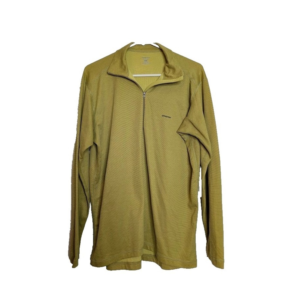 Patagonia Mens Large Long Sleeve Capilene 1/4 Zip Pullover Green Outdoor Hiking